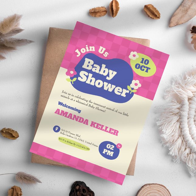 Niedliche Pink-Kinderdusche Einladung (Von Creator hochgeladen)