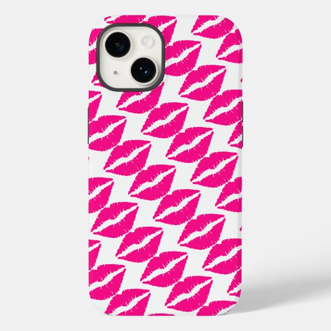 Niedliche Pink Kisses Krawatte Case-Mate iPhone 14 Hülle (Rückseite)