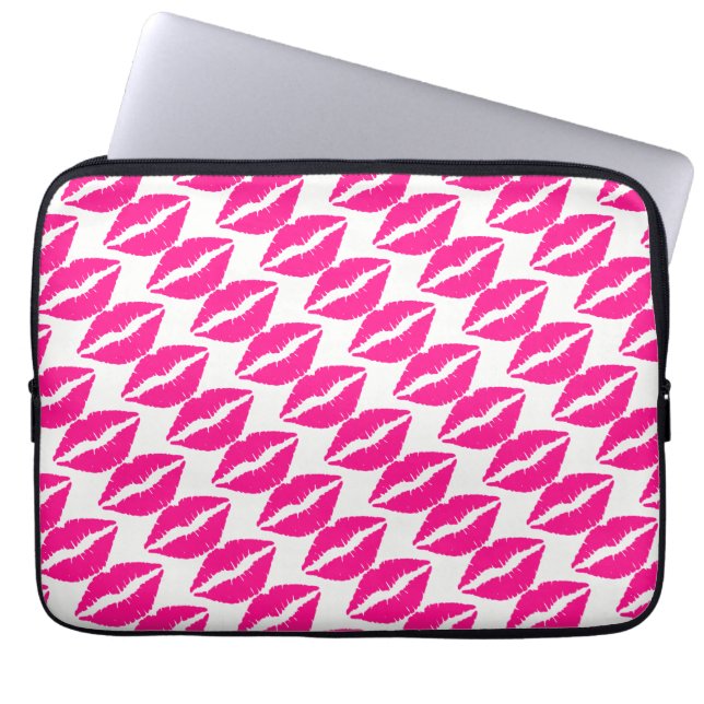 Niedliche Pink Kisses Krawatte Laptopschutzhülle (Vorderseite)