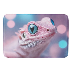 Niedliche Pink-Lizard mit Big Blue Eyes Badematte