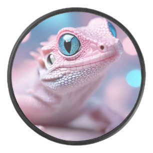 Niedliche Pink-Lizard mit Big Blue Eyes Eishockey Puck