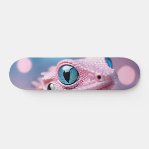 Niedliche Pink-Lizard mit Big Blue Eyes Skateboard