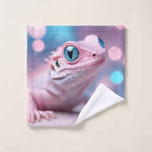 Niedliche Pink-Lizard mit Big Blue Eyes Waschlappen
