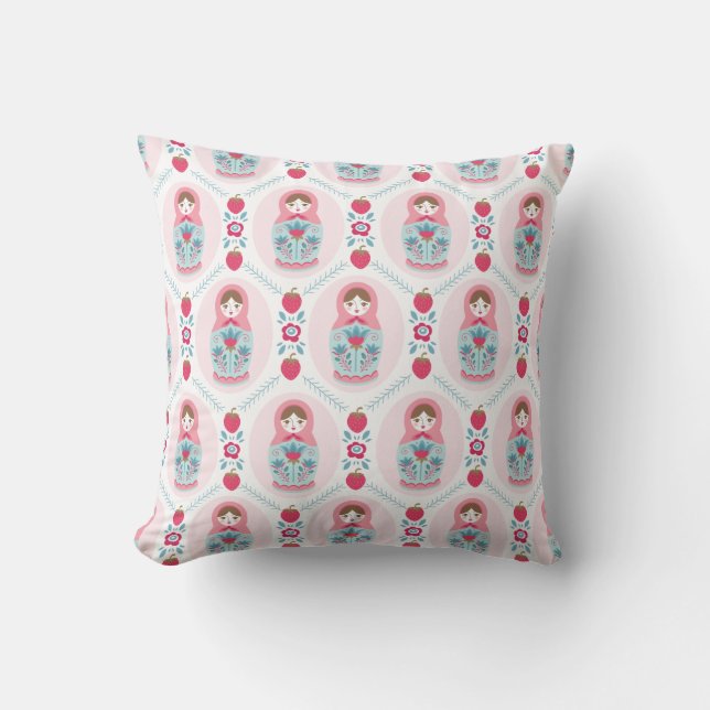 Niedliche Pink-Matryoshka-Puppe Kissen (Vorderseite)