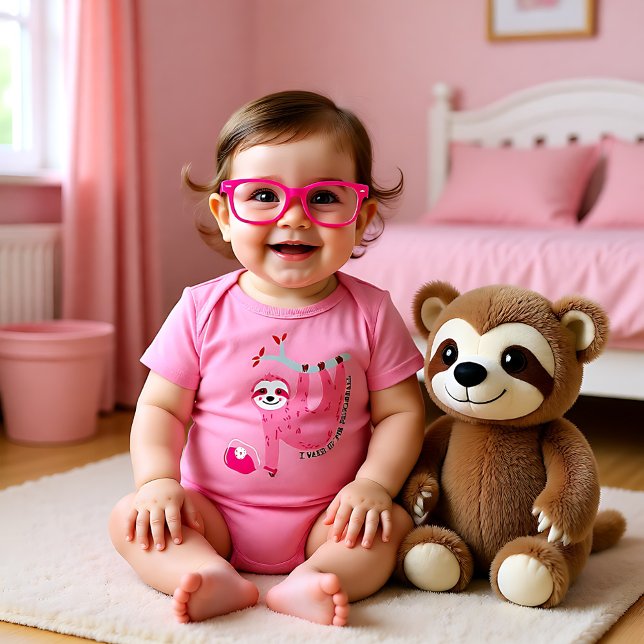 Niedliche Pink-Pikleball-🦥 Baby Strampler (Cute Pink pickleball sloths 🦥 Baby Bodysuit)