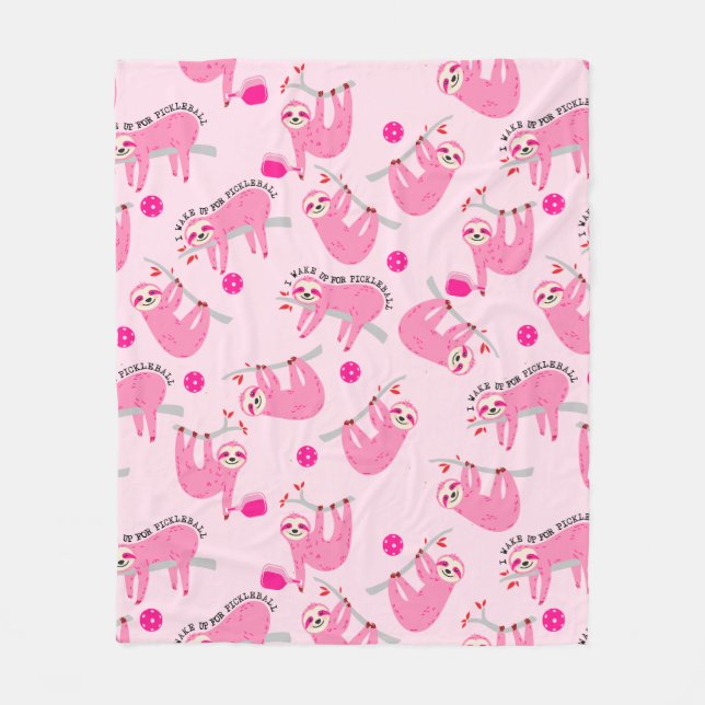 Niedliche Pink-Pikleball-🦥 Fleecedecke (Vorderseite)