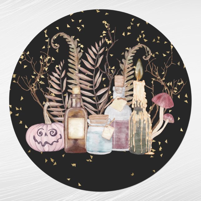 Niedliche Pink Pumpkin Potions Foliween Runder Aufkleber (Von Creator hochgeladen)