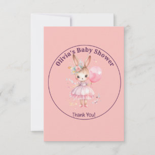 Niedliche Pink Rabbit Babydusche Dankeskarte