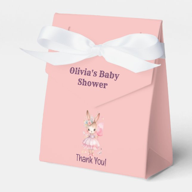 Niedliche Pink Rabbit Babydusche Geschenkschachtel (Vorderseite)