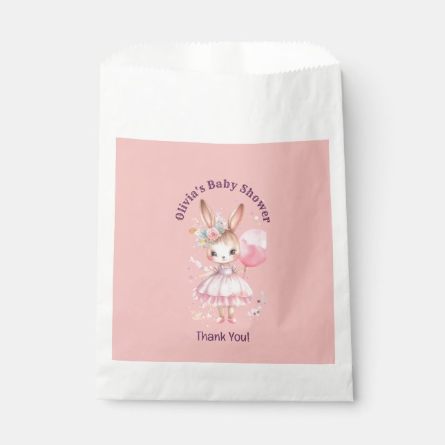 Niedliche Pink Rabbit Babydusche Geschenktütchen (Vorderseite)