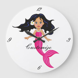 Niedliche Pink-Schwänze-Mermaid Thunder_Cove Große Wanduhr
