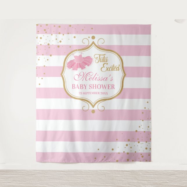 Niedliche Pink Tutu Ballerina Babydusche Wandteppich (Vorderseite)