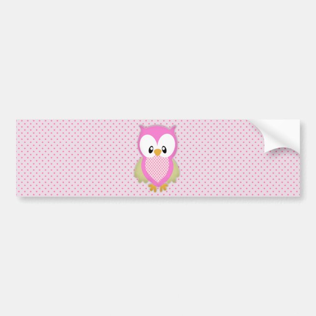 Niedliche Pink-Uhu-Polka-Punkte rosa Muster-Bild d Autoaufkleber (Vorne)