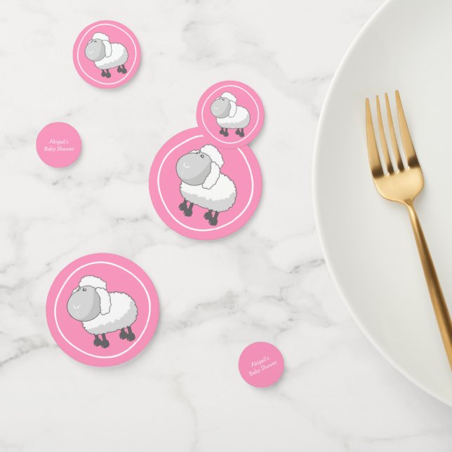 Niedliche Pink und White Lamb Babydusche Confetti Konfetti (Gruppe)