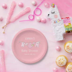 Niedliche Pink Wäsche Wäscheleine Girl Baby Dusche Pappteller