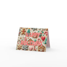 Niedliche Pink Weihnachts-Cookie-Karte für die Gir