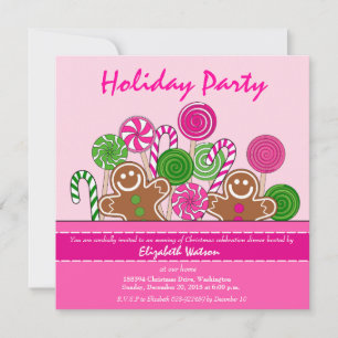 Niedliche Pink Weihnachtskuchen Einladung