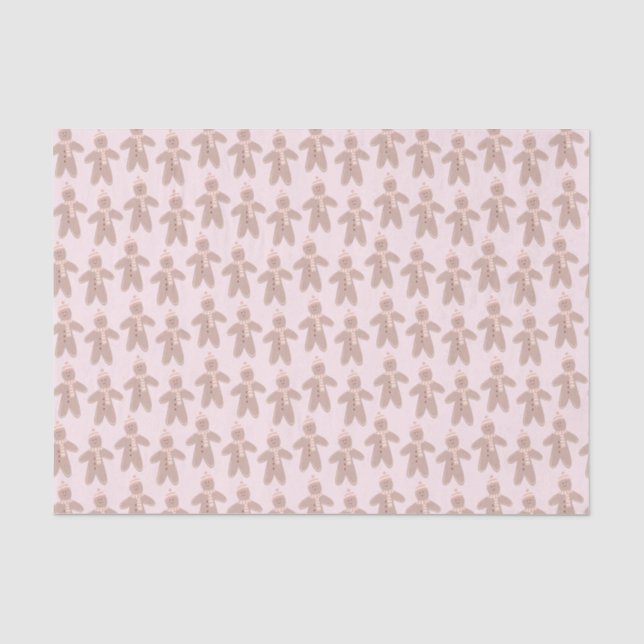 Niedliche Pink-Winter-Lebkuchenmänner Seidenpapier (Vorderseite)