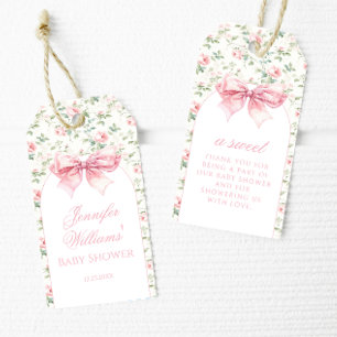 Niedliche pinkfarbene Bugbaby Dusche Danke Geschenkanhänger