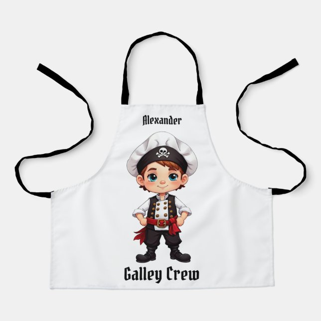 Niedliche Pirate Galley Crew personalisieren Schürze (Vorderseite)
