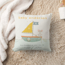 Niedliche Pirate Mouse Sailboat Kids Monogram Baby Kissen