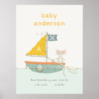 Niedliche Pirate Mouse Sailboat Kids Monogram Baby