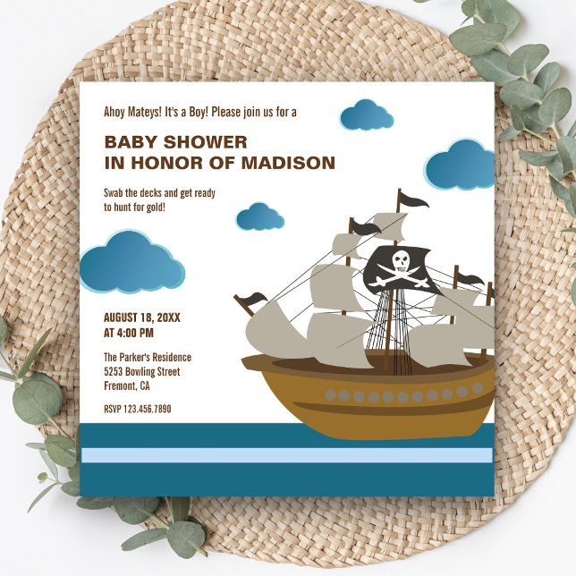 Niedliche Pirate Ship Baby Dusche Einladung (Von Creator hochgeladen)