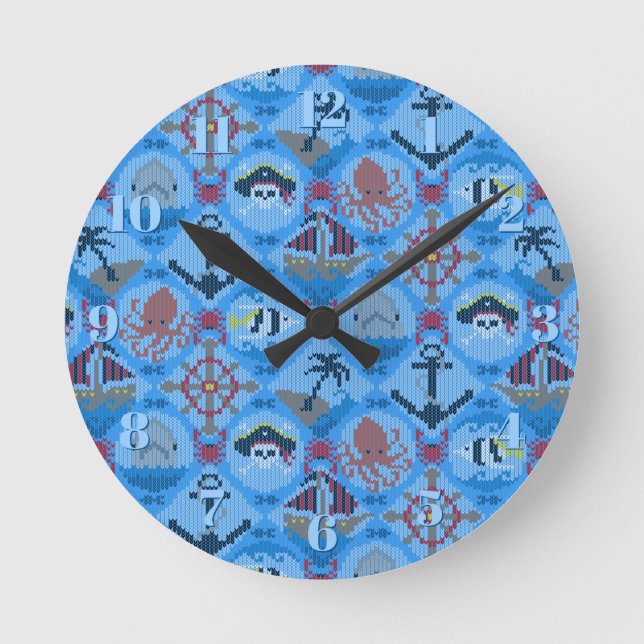 Niedliche Piraten Runde Wanduhr (Vorderseite)