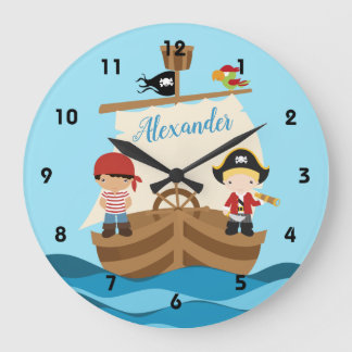 Niedliche Piratenjungs und ein großer Individuelle Große Wanduhr