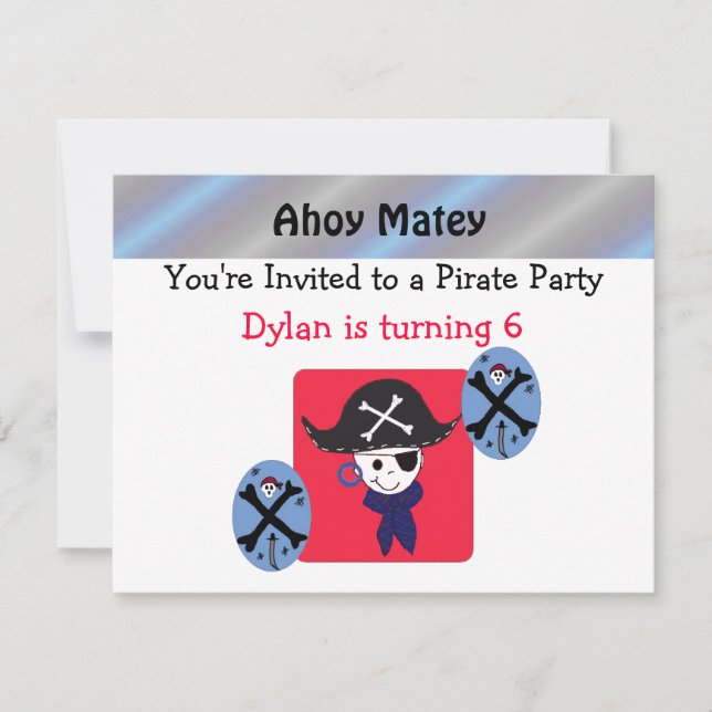 Niedliche PiratenParty Einladung (Vorderseite)
