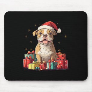 Niedliche Pitbuli Weihnachtsmannmütze Funny Christ Mousepad