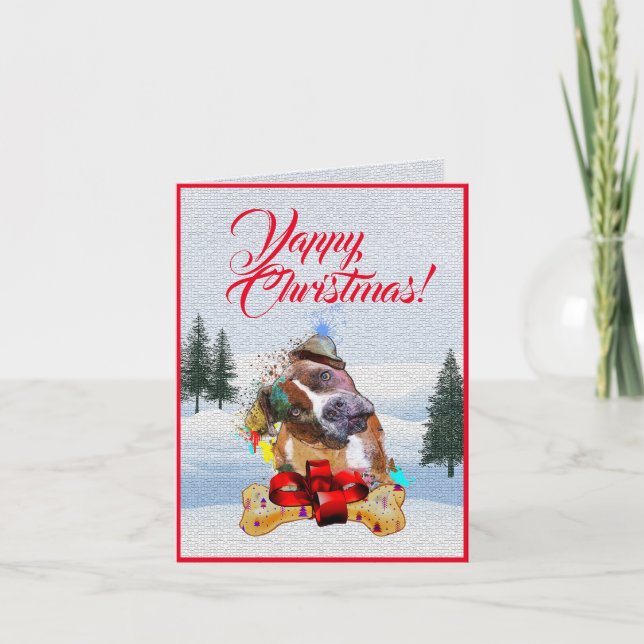 Niedliche Pittie Dog Yappy Weihnachtskarte individ Karte (Vorderseite)