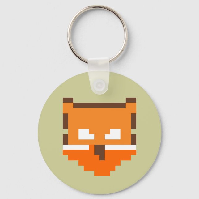 Niedliche pixelförmige Fuchs-Fach-Case-Mate-iPhone Schlüsselanhänger (Vorderseite)