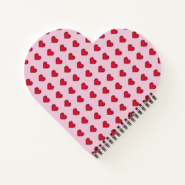 Niedliche pixelförmige Herzform Notizbuch (Rückseite)