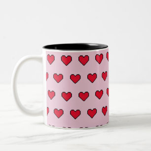 Niedliche pixelförmige Herzform Zweifarbige Tasse