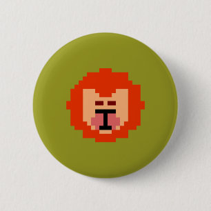 Niedliche pixelige Löwenkopfkissen Button