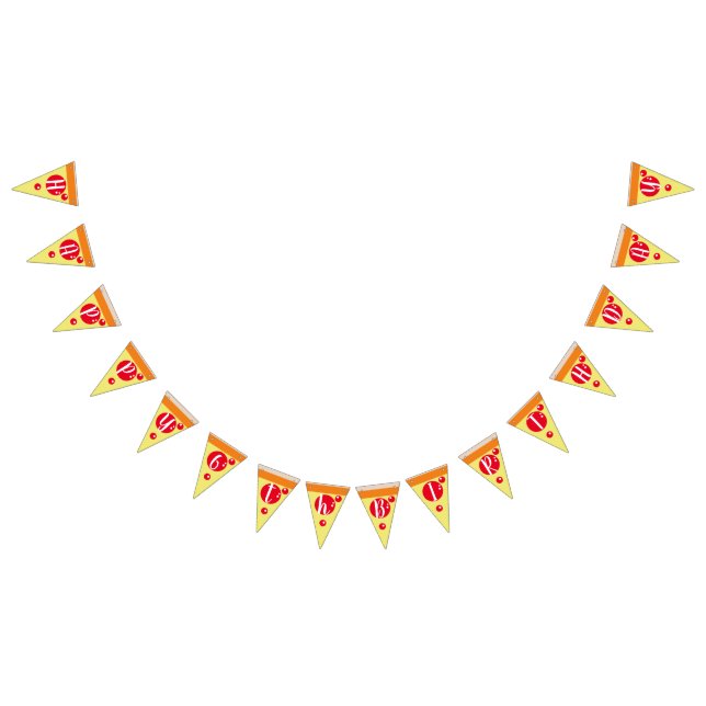 Niedliche Pizza Fleisch Scheiben Geburtstagsjagdfl Wimpelkette (Alle)