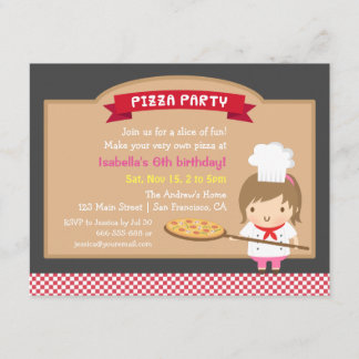 Niedliche Pizza Koch Girl Geburtstagsparty Einladu Einladung