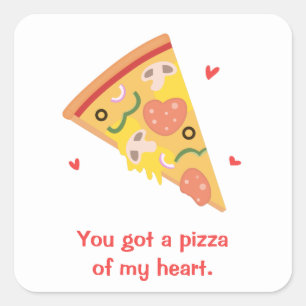 Niedliche Pizza meines Heart Pun Liebe Spaßes Quadratischer Aufkleber