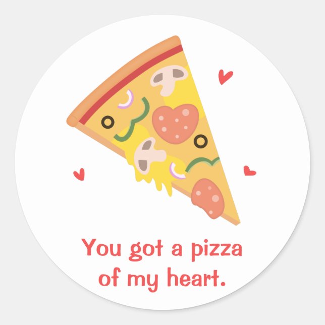 Niedliche Pizza meines Heart Pun Liebe Spaßes Runder Aufkleber (Vorderseite)