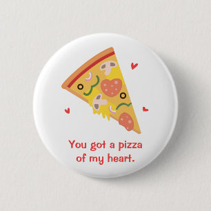 Niedliche Pizza meines Herz-Wortspiel-Liebe-Spaße Button