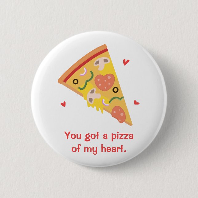 Niedliche Pizza meines Herz-Wortspiel-Liebe-Spaßes Button (Vorderseite)