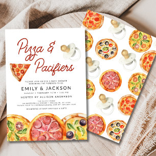 Niedliche Pizza & Schnuller Kinderdusche Einladung