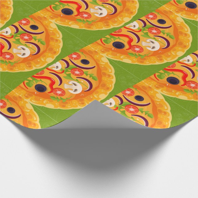 Niedliche Pizzafreunde Geschenkpapier (Ecke)