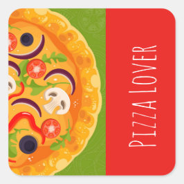 Niedliche Pizzafreunde Quadratischer Aufkleber