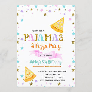Niedliche Pjs und Pizza-Party Einladung
