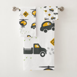 Niedliche Pkw und Lkw-Kinderdesign Badhandtuch Set
