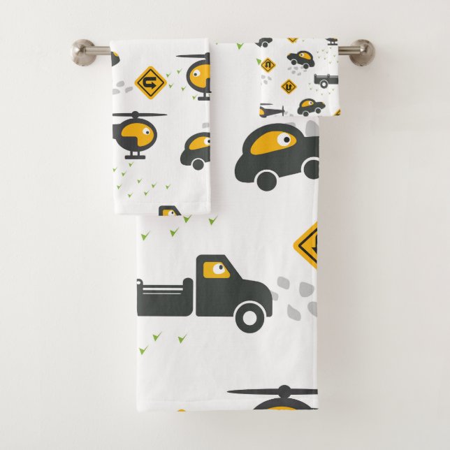 Niedliche Pkw und Lkw-Kinderdesign Badhandtuch Set (Insitu)