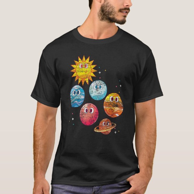 Niedliche Planeten Sun Weltraumreise Universum Ast T-Shirt (Vorderseite)
