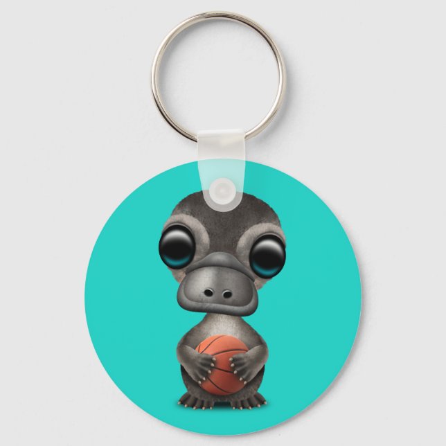 Niedliche Platypus mit Basketball Schlüsselanhänger (Vorderseite)